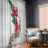Personalized Iraq Football Window Curtain Hawk Mascot Soccer - Samarra Tower And Red Roses