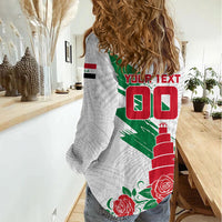 Personalized Iraq Football Women Casual Shirt Hawk Mascot Soccer - Samarra Tower And Red Roses