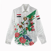 Personalized Iraq Football Women Casual Shirt Hawk Mascot Soccer - Samarra Tower And Red Roses