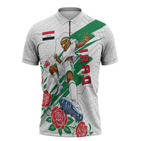 Personalized Iraq Football Zipper Polo Shirt Hawk Mascot Soccer - Samarra Tower And Red Roses