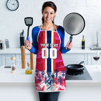 Personalized Norway Football Apron Viking Lion Soccer Mascot - Nordic Longship And Mountain Landscape