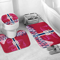 Personalized Norway Football Bathroom Set Viking Lion Soccer Mascot - Nordic Longship And Mountain Landscape