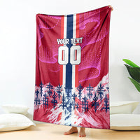 Personalized Norway Football Blanket Viking Lion Soccer Mascot - Nordic Longship And Mountain Landscape