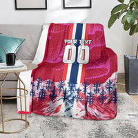 Personalized Norway Football Blanket Viking Lion Soccer Mascot - Nordic Longship And Mountain Landscape
