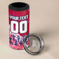 Personalized Norway Football 4 in 1 Can Cooler Tumbler Viking Lion Soccer Mascot - Nordic Longship And Mountain Landscape