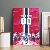 Personalized Norway Football Canvas Wall Art Viking Lion Soccer Mascot - Nordic Longship And Mountain Landscape
