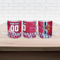 Personalized Norway Football Ceramic Mug Viking Lion Soccer Mascot - Nordic Longship And Mountain Landscape