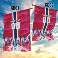Personalized Norway Football Garden Flag Viking Lion Soccer Mascot - Nordic Longship And Mountain Landscape