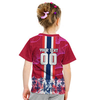 Personalized Norway Football Kid T Shirt Viking Lion Soccer Mascot - Nordic Longship And Mountain Landscape