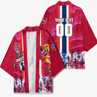 Personalized Norway Football Kimono Viking Lion Soccer Mascot - Nordic Longship And Mountain Landscape