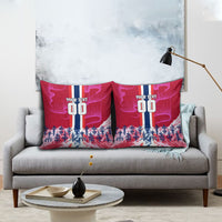 Personalized Norway Football Pillow Cover Viking Lion Soccer Mascot - Nordic Longship And Mountain Landscape