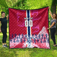 Personalized Norway Football Quilt Viking Lion Soccer Mascot - Nordic Longship And Mountain Landscape