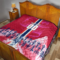 Personalized Norway Football Quilt Viking Lion Soccer Mascot - Nordic Longship And Mountain Landscape