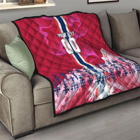 Personalized Norway Football Quilt Viking Lion Soccer Mascot - Nordic Longship And Mountain Landscape