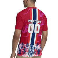 Personalized Norway Football Rugby Jersey Viking Lion Soccer Mascot - Nordic Longship And Mountain Landscape