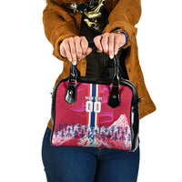 Personalized Norway Football Shoulder Handbag Viking Lion Soccer Mascot - Nordic Longship And Mountain Landscape