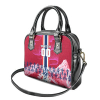 Personalized Norway Football Shoulder Handbag Viking Lion Soccer Mascot - Nordic Longship And Mountain Landscape