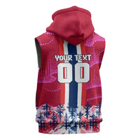 Personalized Norway Football Sleeveless Zip Hoodie Viking Lion Soccer Mascot - Nordic Longship And Mountain Landscape