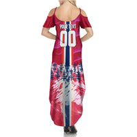 Personalized Norway Football Summer Maxi Dress Viking Lion Soccer Mascot - Nordic Longship And Mountain Landscape