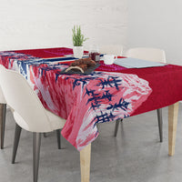 Personalized Norway Football Tablecloth Viking Lion Soccer Mascot - Nordic Longship And Mountain Landscape