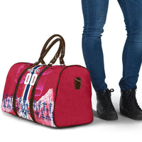 Personalized Norway Football Travel Bag Viking Lion Soccer Mascot - Nordic Longship And Mountain Landscape