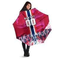 Personalized Norway Football Umbrella Viking Lion Soccer Mascot - Nordic Longship And Mountain Landscape