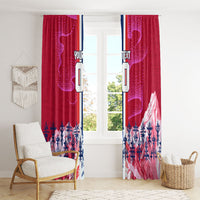 Personalized Norway Football Window Curtain Viking Lion Soccer Mascot - Nordic Longship And Mountain Landscape