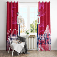 Personalized Norway Football Window Curtain Viking Lion Soccer Mascot - Nordic Longship And Mountain Landscape