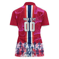 Personalized Norway Football Women Polo Shirt Viking Lion Soccer Mascot - Nordic Longship And Mountain Landscape