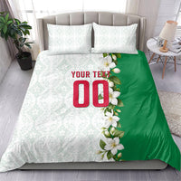 Personalized Algeria Football Desert Fox Bedding Set Desert Fox Mascot Soccer Art With Floral Jasmine And Flag