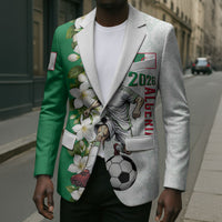 Personalized Algeria Football Desert Fox Blazer Desert Fox Mascot Soccer Art With Floral Jasmine And Flag
