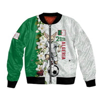 Personalized Algeria Football Desert Fox Bomber Jacket Desert Fox Mascot Soccer Art With Floral Jasmine And Flag