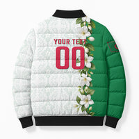 Personalized Algeria Football Desert Fox Bomber Puffer Jacket Desert Fox Mascot Soccer Art With Floral Jasmine And Flag