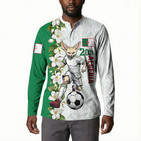 Personalized Algeria Football Desert Fox Button Sweatshirt Desert Fox Mascot Soccer Art With Floral Jasmine And Flag