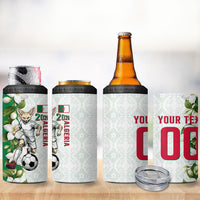 Personalized Algeria Football Desert Fox 4 in 1 Can Cooler Tumbler Desert Fox Mascot Soccer Art With Floral Jasmine And Flag