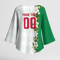 Personalized Algeria Football Desert Fox Kimono Sleeve Blouse Desert Fox Mascot Soccer Art With Floral Jasmine And Flag