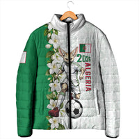 Personalized Algeria Football Desert Fox Padded Jacket Desert Fox Mascot Soccer Art With Floral Jasmine And Flag