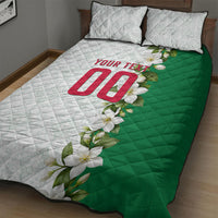 Personalized Algeria Football Desert Fox Quilt Bed Set Desert Fox Mascot Soccer Art With Floral Jasmine And Flag