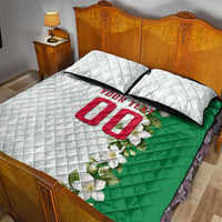 Personalized Algeria Football Desert Fox Quilt Bed Set Desert Fox Mascot Soccer Art With Floral Jasmine And Flag