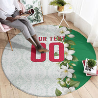 Personalized Algeria Football Desert Fox Round Carpet Desert Fox Mascot Soccer Art With Floral Jasmine And Flag