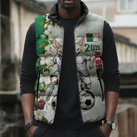 Personalized Algeria Football Desert Fox Sleeveless Puffer Jacket Desert Fox Mascot Soccer Art With Floral Jasmine And Flag