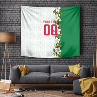 Personalized Algeria Football Desert Fox Tapestry Desert Fox Mascot Soccer Art With Floral Jasmine And Flag