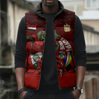 Personalized Egypt Soccer Crocodile Mascot Sleeveless Puffer Jacket Egyptian Pyramid Football Cultural Graphic Art