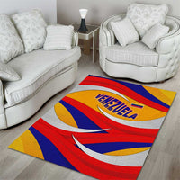Venezuela Area Rug with Yellow Red Blue Flag Stripe Wave Spirit