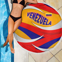Venezuela Beach Blanket with Yellow Red Blue Flag Stripe Wave Spirit
