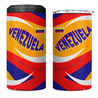 Venezuela 4 in 1 Can Cooler Tumbler with Yellow Red Blue Flag Stripe Wave Spirit