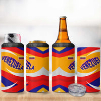 Venezuela 4 in 1 Can Cooler Tumbler with Yellow Red Blue Flag Stripe Wave Spirit