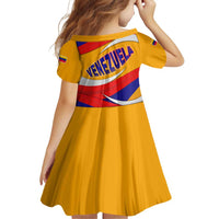 Venezuela Family Matching Off Shoulder Short Dress and Hawaiian Shirt with Yellow Red Blue Flag Stripe Wave Spirit
