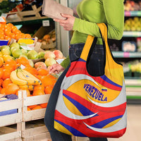 Venezuela Grocery Bag with Yellow Red Blue Flag Stripe Wave Spirit