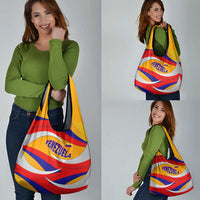 Venezuela Grocery Bag with Yellow Red Blue Flag Stripe Wave Spirit